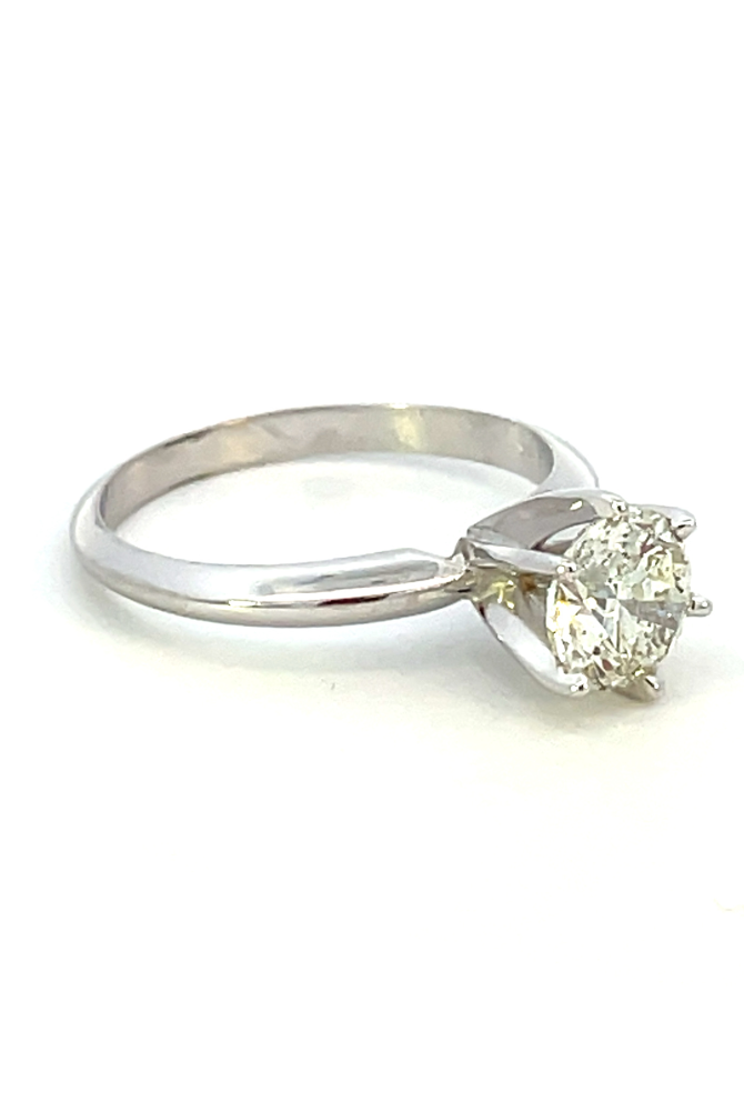 14K White Gold 1.12CT Round Solitaire Diamond Engagement Ring_side 1