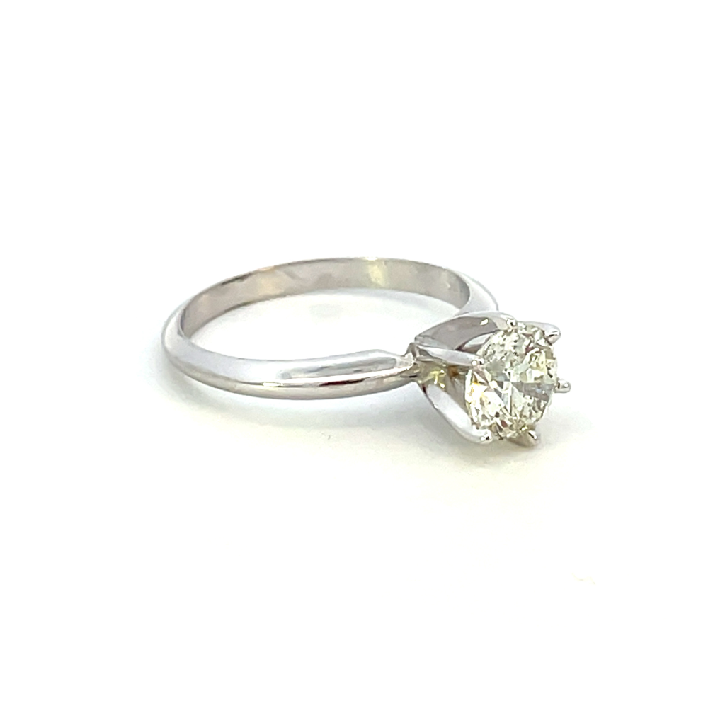 14K White Gold 1.12CT Round Solitaire Diamond Engagement Ring_side 1