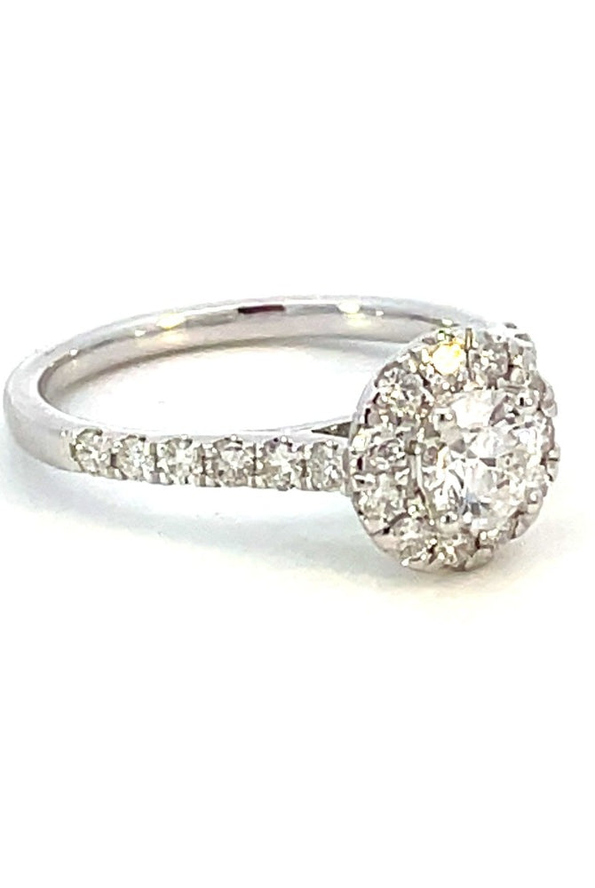 14K White Gold 1 CT Diamond Engagement Ring from the side 1