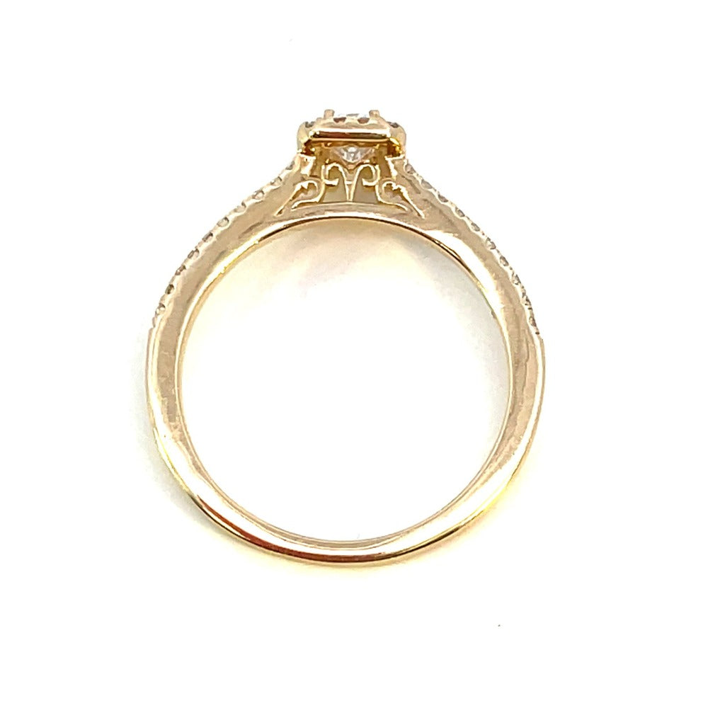 4KY Halo-Style Diamond Engagement Ring with Emerald Cut Center Stone side 2