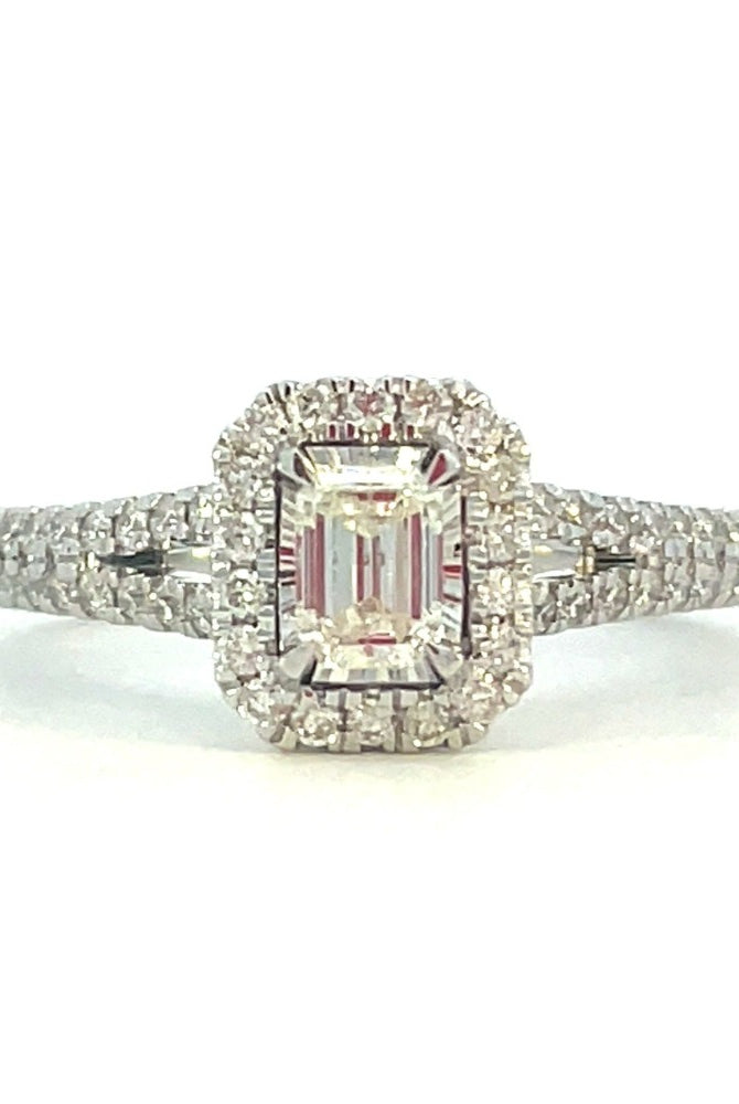 14KW Emerald Cut Diamond Engagement Ring 3/4 CTW
