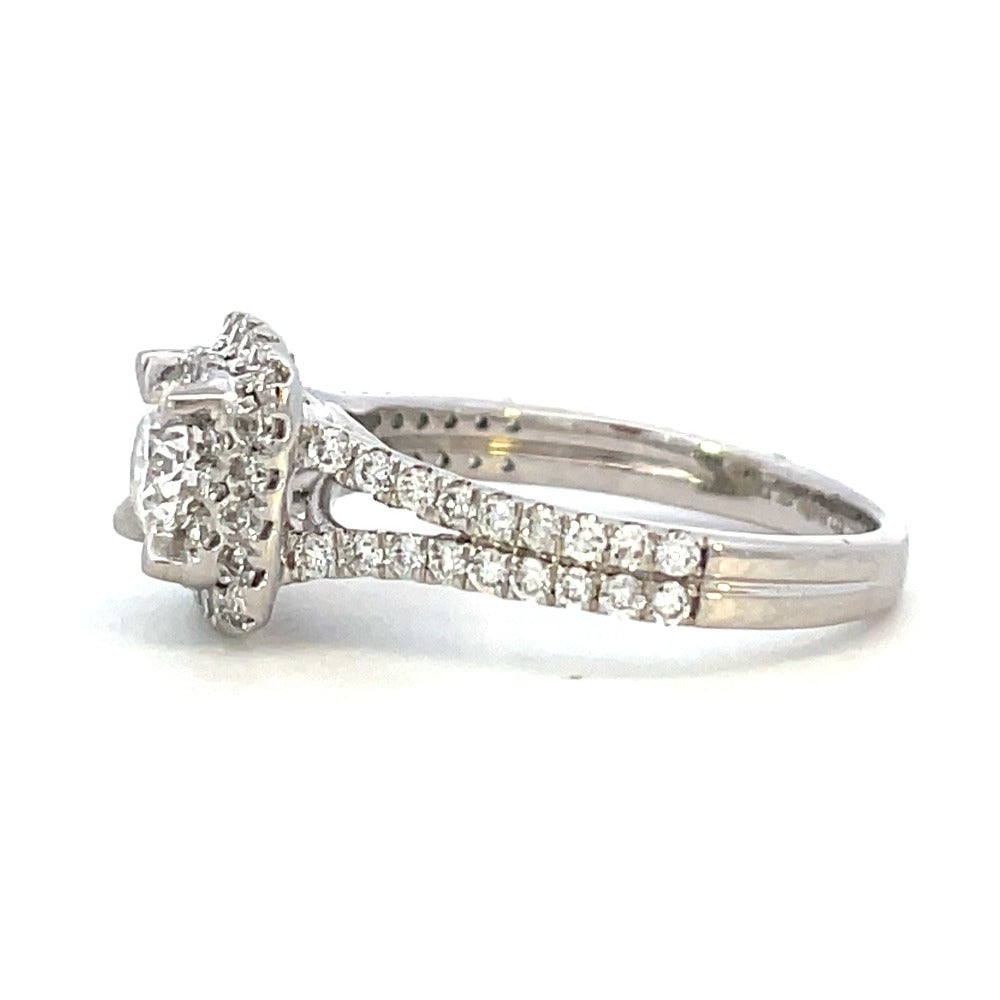 1.15 CTW Lab Grown Diamond Ring with Square Shaped Double Halo and Split Shank side 2