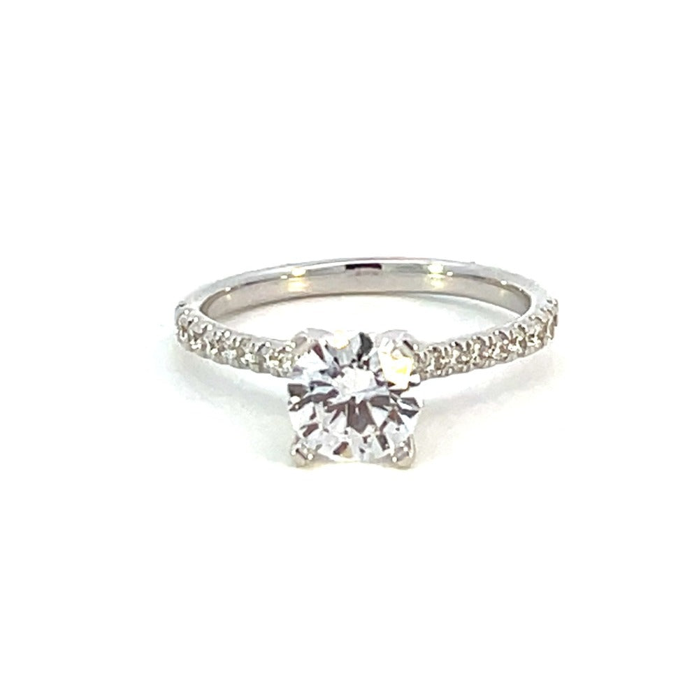 14K White Gold and Lab Grown Diamond Semi-Set Engagement Ring