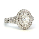 1.03 CTW Oval Lab Grown Diamond Ring with Double Halo and Split Shank side 1