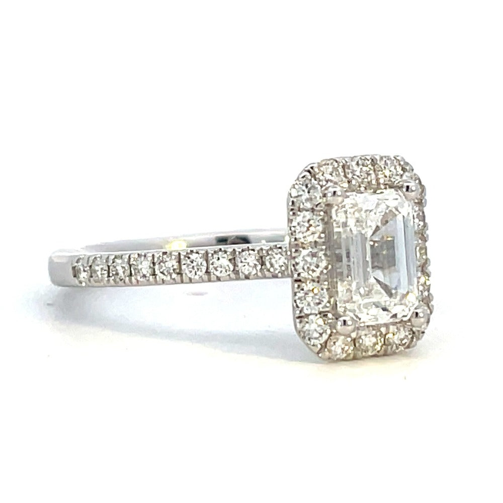 1.51 CTW Emerald Cut Lab Grown Diamond Engagement Ring with Halo side 1