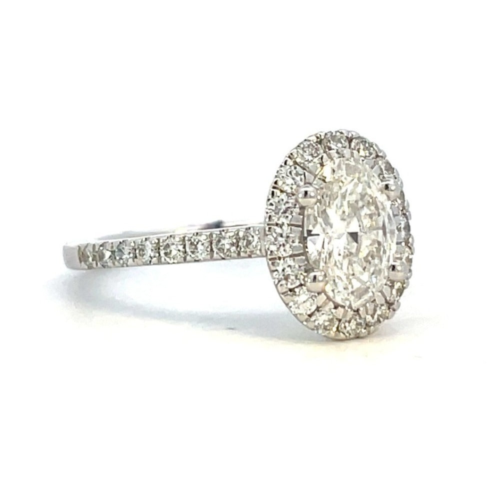 1.63 CTW Oval Cut Lab Grown Diamond Engagement Ring with Halo 14KW side 1