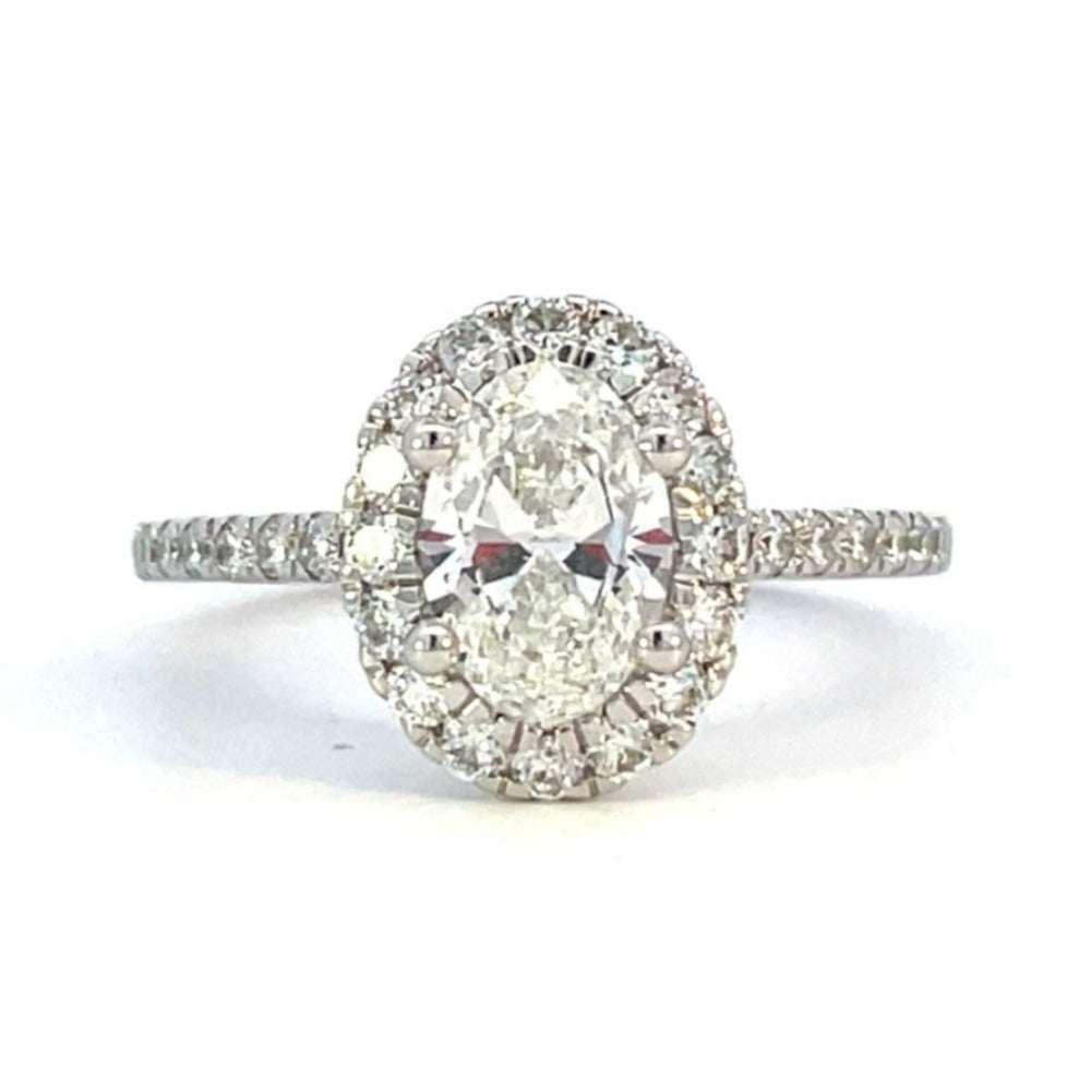 1.63 CTW Oval Cut Lab Grown Diamond Engagement Ring with Halo 14KW