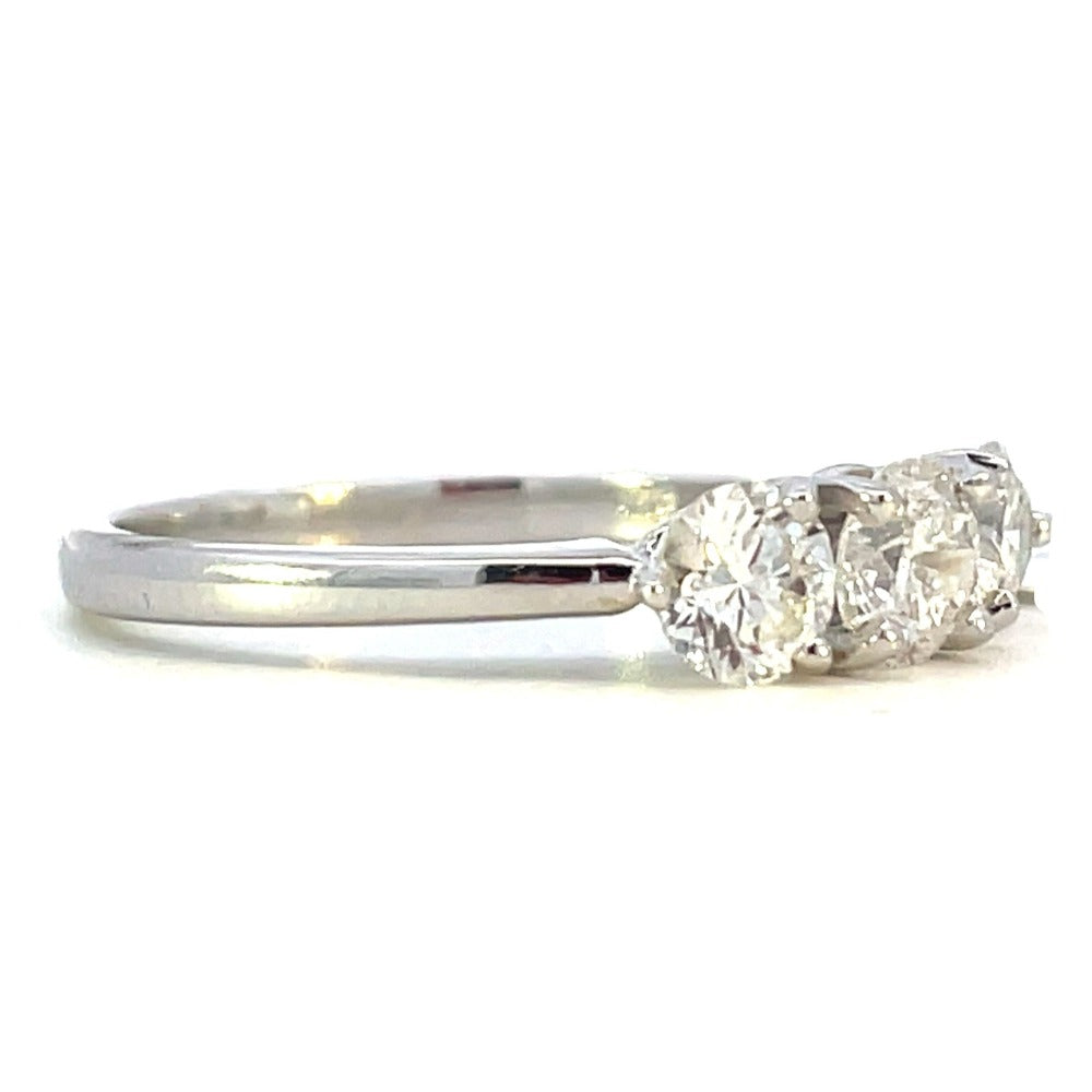 14KW Three Stone Diamond Engagement Ring 1 CTW side 1