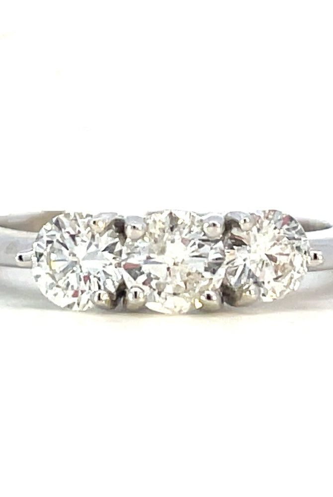 14KW Three Stone Diamond Engagement Ring 1 CTW
