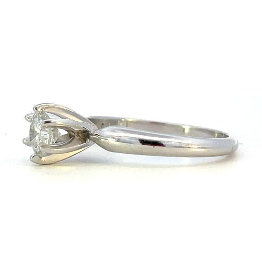 14K White Gold Diamond Solitaire Engagement Ring 1/2 CT side 2