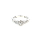 top view of 10kw round halo style engagement ring with twisted shank.