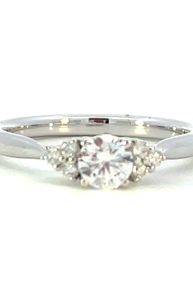 Semi-Set 14KW SallyK Diamond Engagement Ring with Accents 1/12 CTW