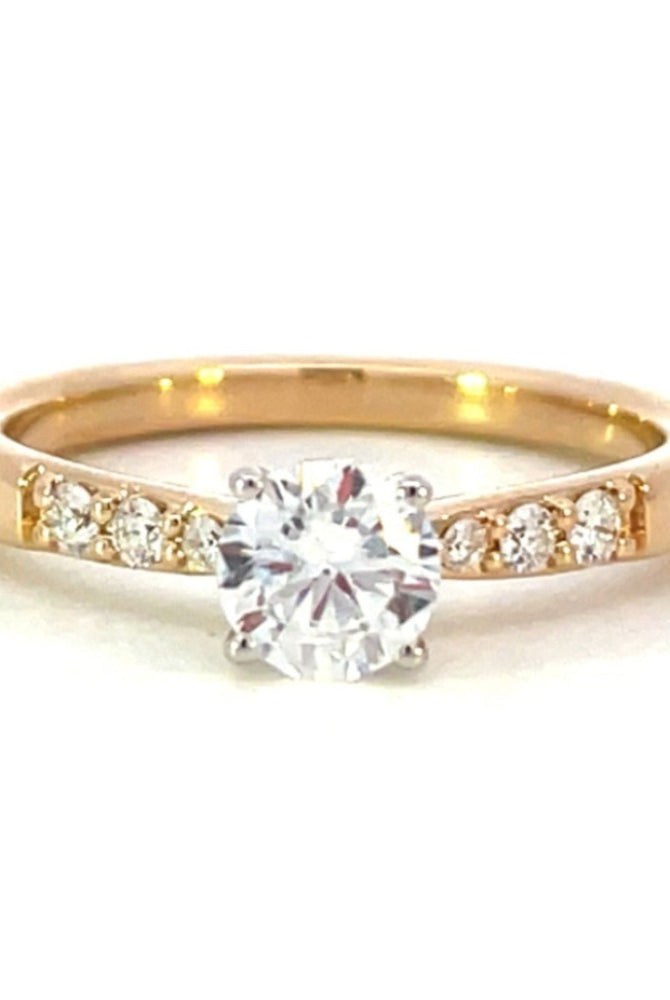 Semi-Set 14K Yellow Gold SallyK Diamond Accented Engagement Ring 1/10 CTW