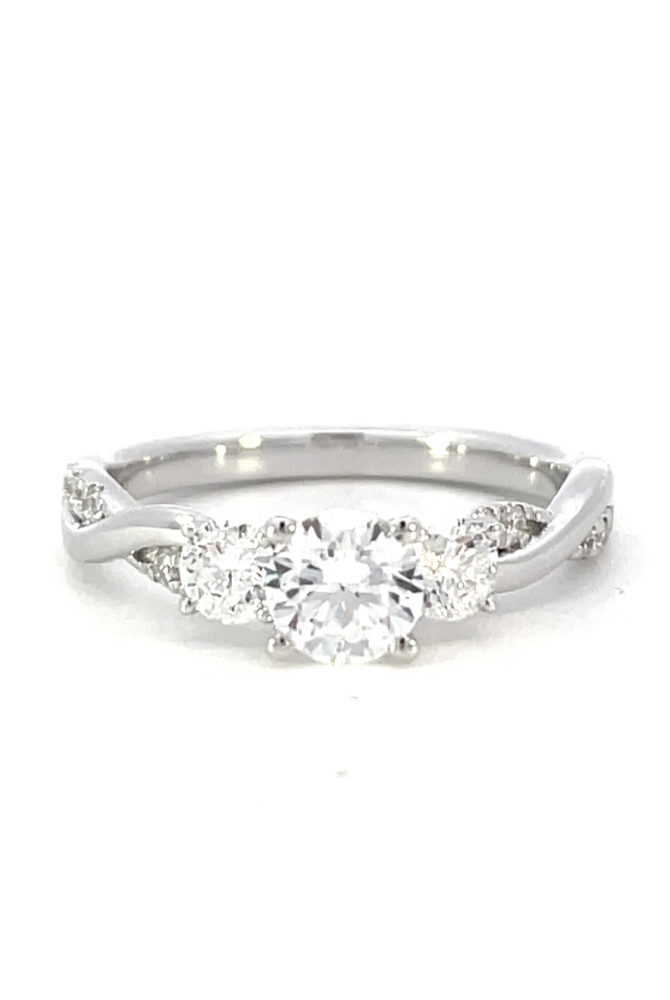 front view of semi-set SallyK diamond engagement ring. 