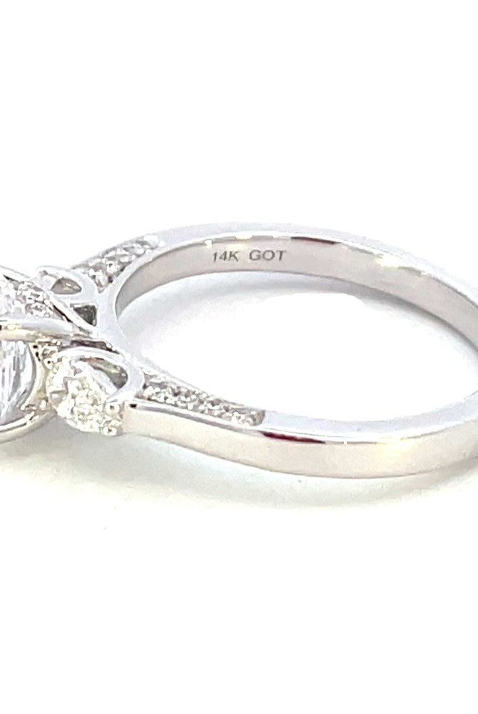 Semi-Set 14KW SallyK Diamond Engagement Ring with Pear Shaped Accents 3/8 CTW side 2