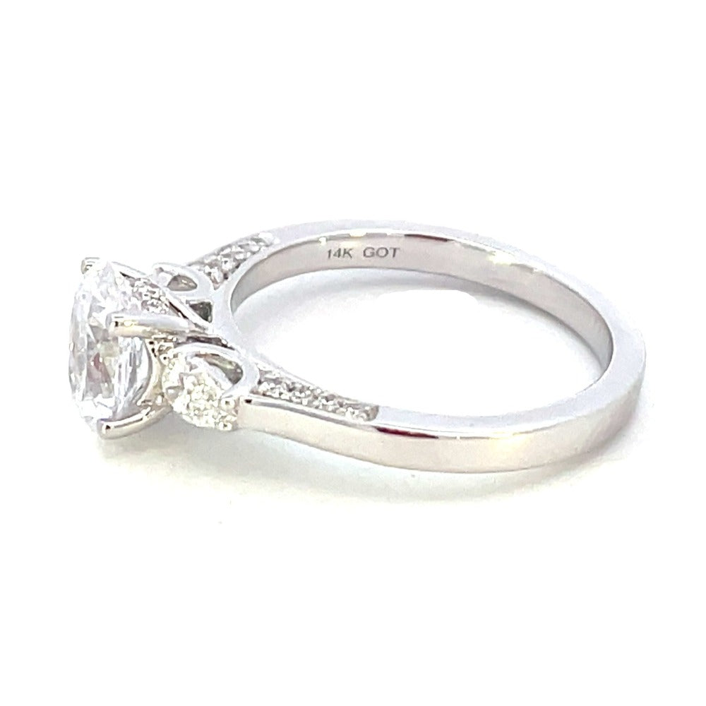 Semi-Set 14KW SallyK Diamond Engagement Ring with Pear Shaped Accents 3/8 CTW side 2