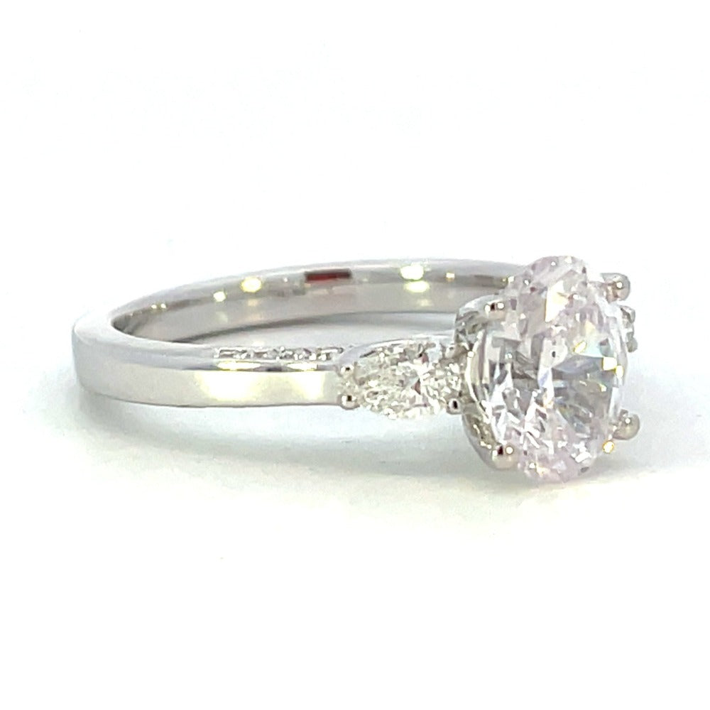 Semi-Set 14KW SallyK Diamond Engagement Ring with Pear Shaped Accents 3/8 CTW side 1