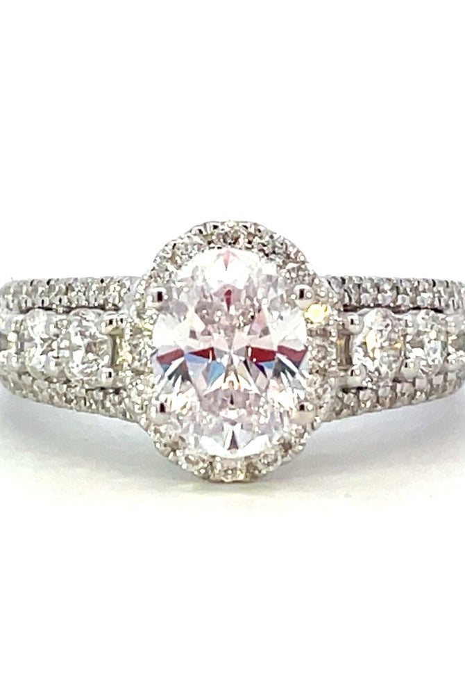 Semi-Set 14K White Gold SallyK Diamond Engagement Ring 1 CTW