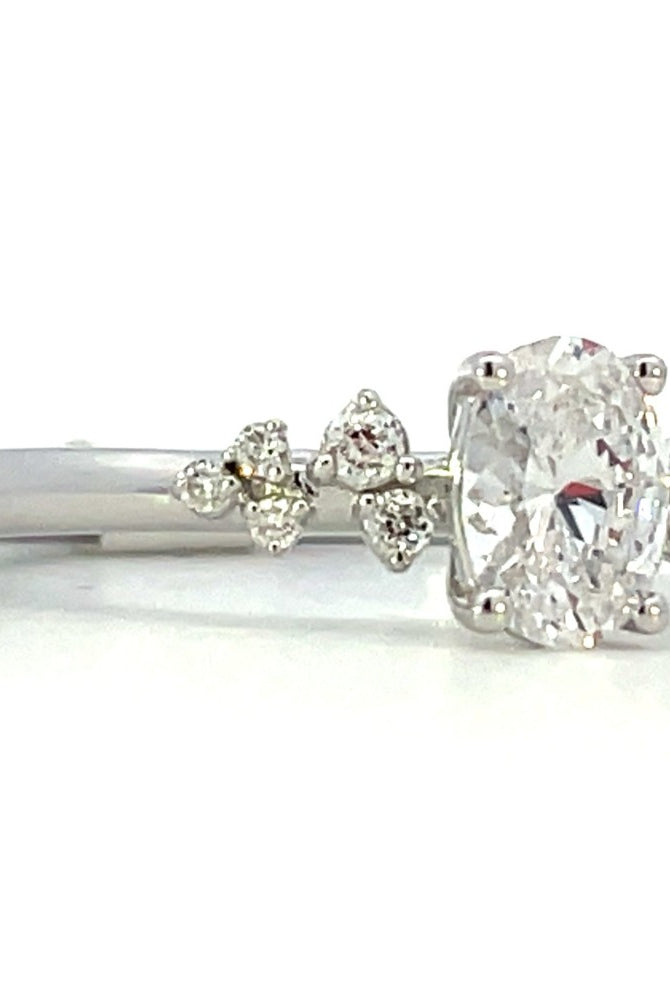 Semi-Set 14KW SallyK Diamond Engagement Ring with Side Accents 1/8 CTW side 1