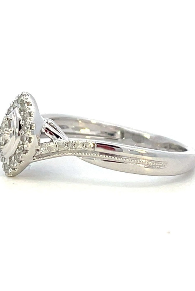 10KW Diamond Marquise Shaped Engagement Ring with Halo 1/6 CTW side 2