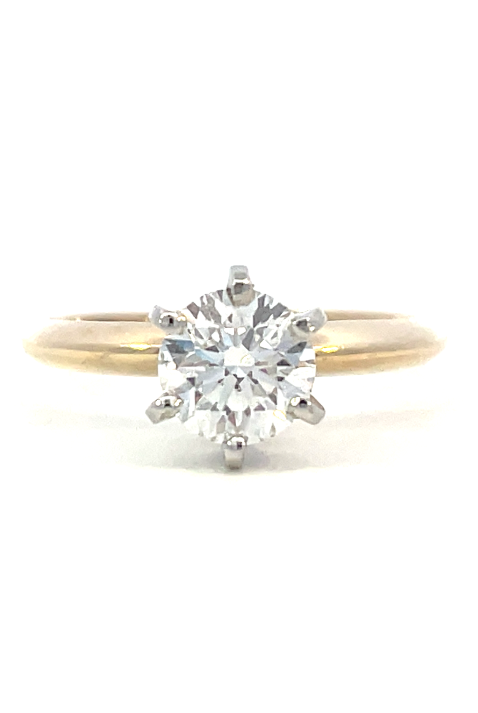 front view of 14ky 1.01ct solitaire diamond engagement ring.