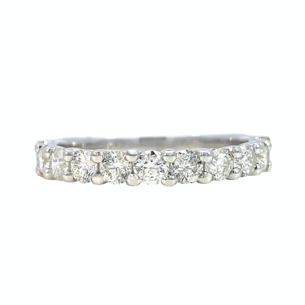The SallyK Collection | 1.00 Carat Total Weight of Round Brilliant Multifaceted H/I SI1/2 Natural Diamonds set in a 14K White Gold Shared Prong Band