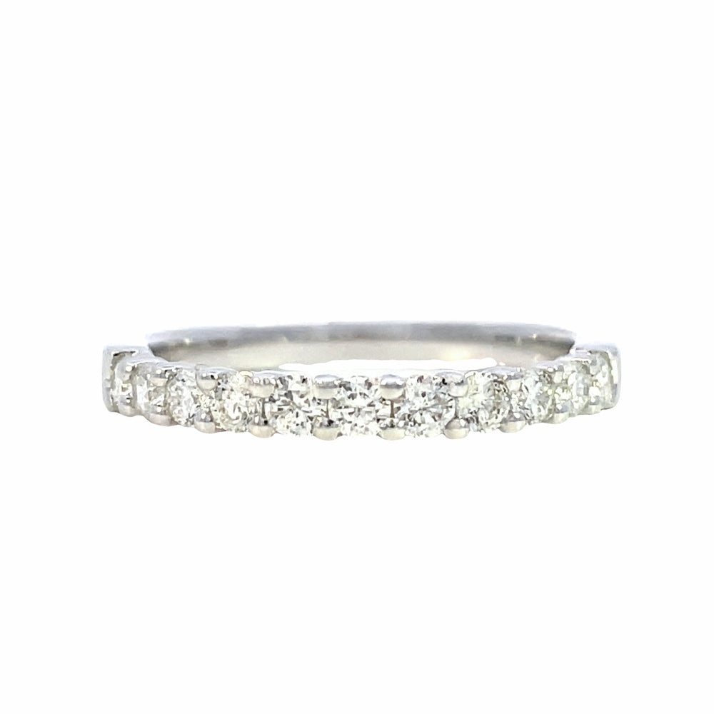 The SallyK Collection | 0.50 Carat Total Weight of Round Brilliant Multifaceted H/I SI1/2 Natural Diamonds set in a 14K White Gold Shared Prong Band