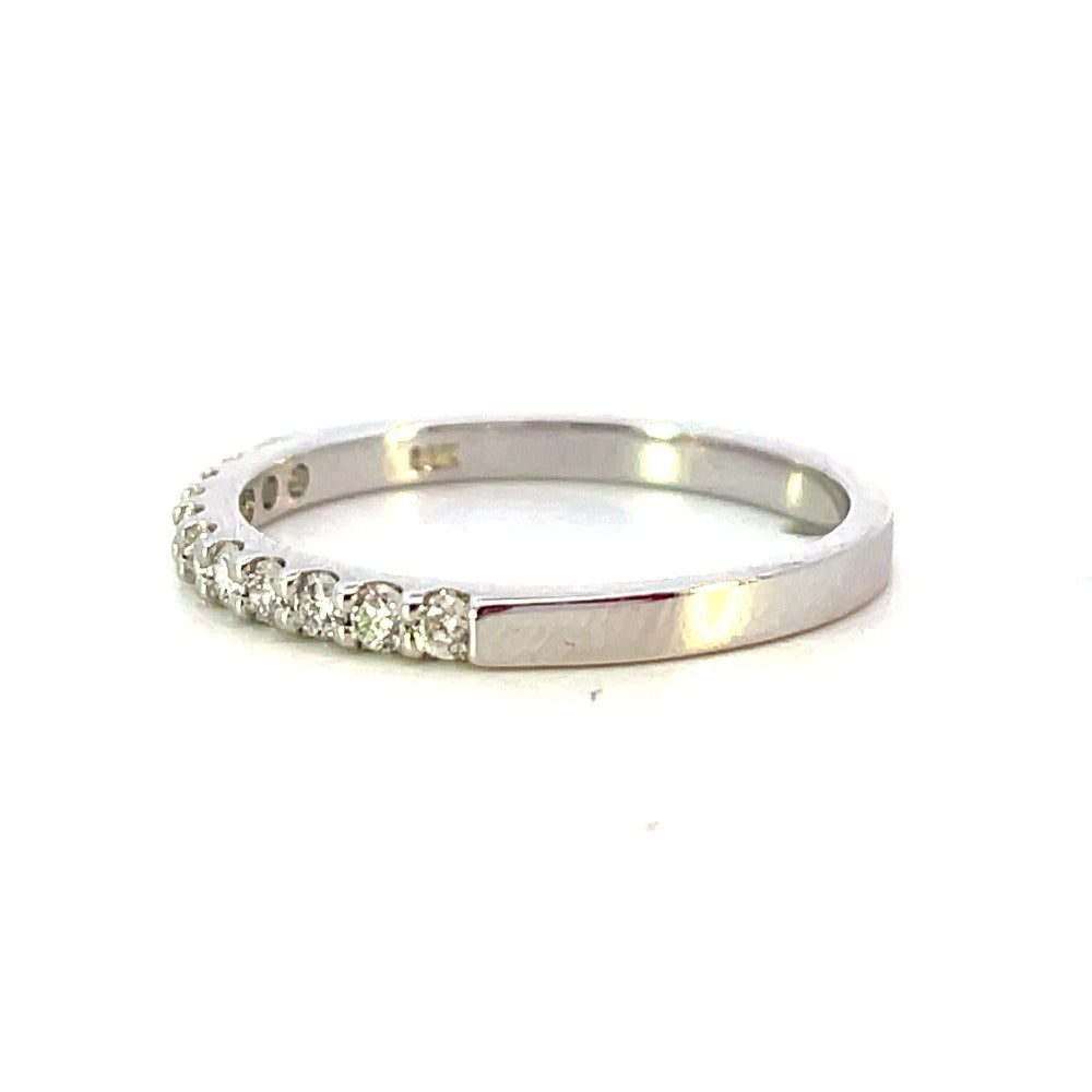 14K White Gold Shared Prong Diamond Band side 2