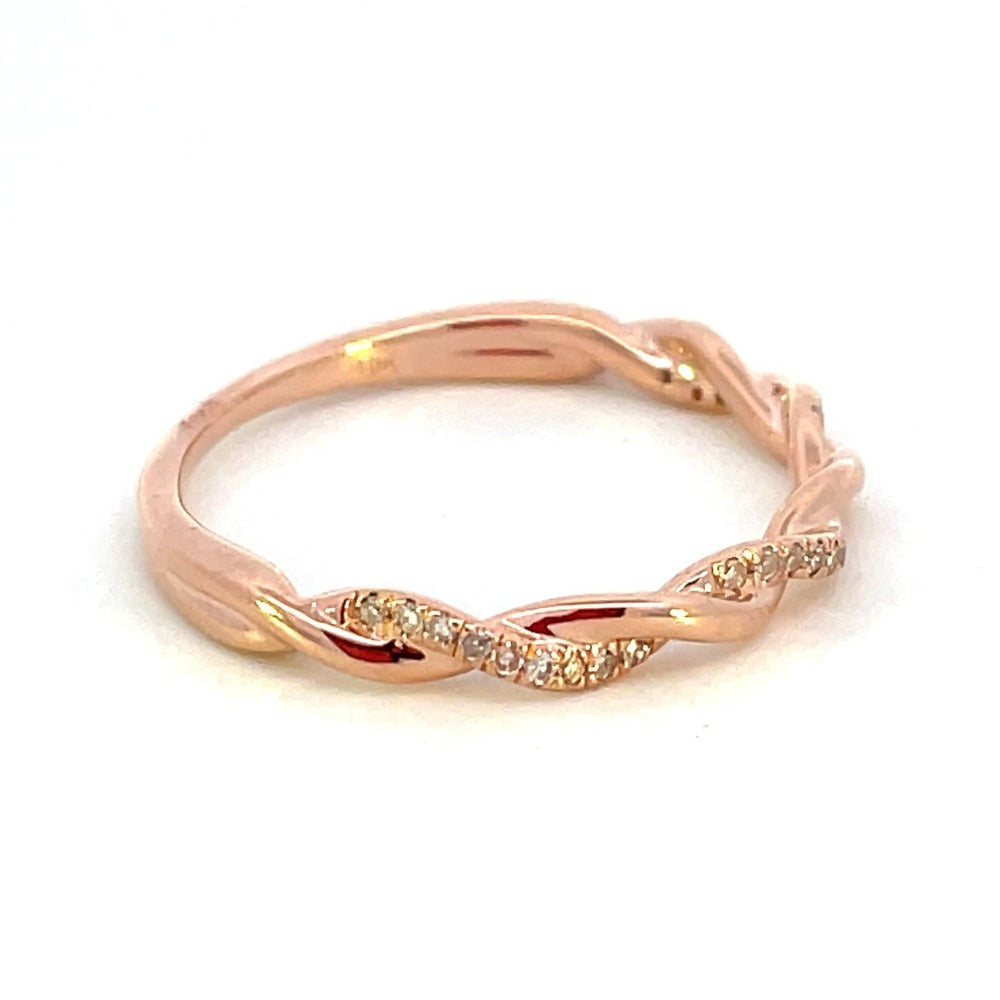10KR Twisted Diamond Band 1/20 CTW | Stackable Ring side 1