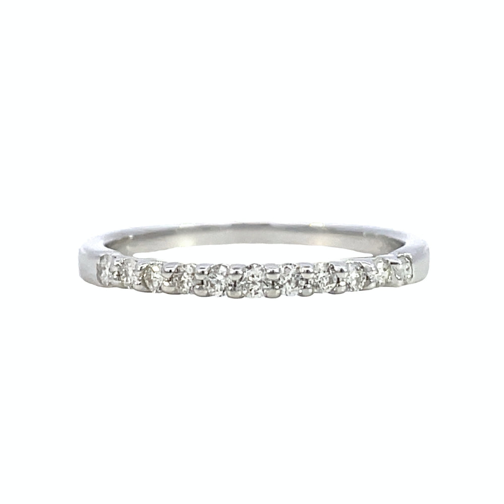 The SallyK Collection | 0.25 Carat Total Weight of Round Brilliant Multifaceted H/I SI1/2 Natural Diamonds set in a 14K White Gold Shared Prong Band