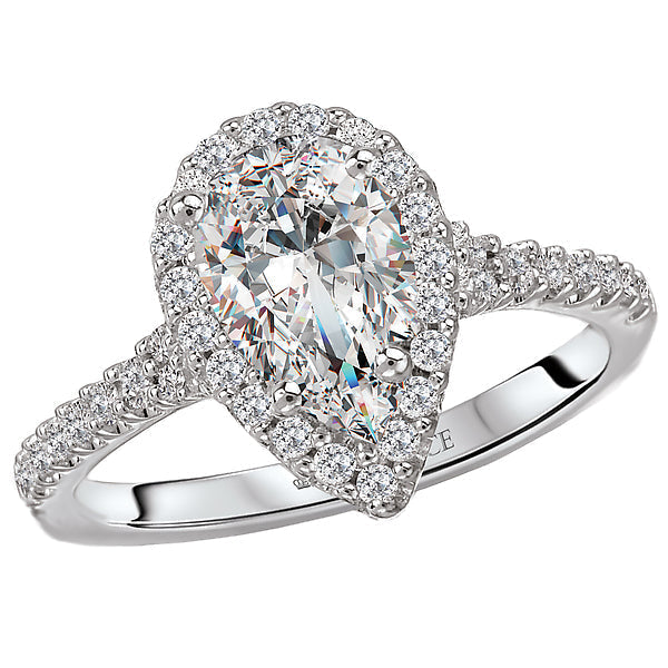 Pear Halo Semi-Mount Diamond Ring