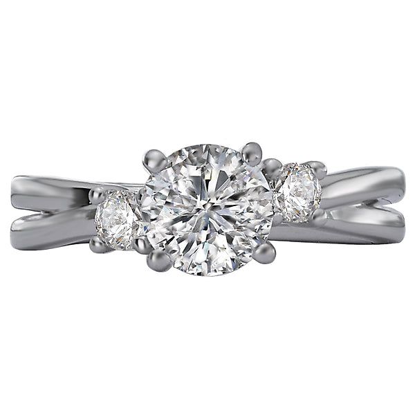 Round 3-Stone Semi-Mount Diamond Ring
