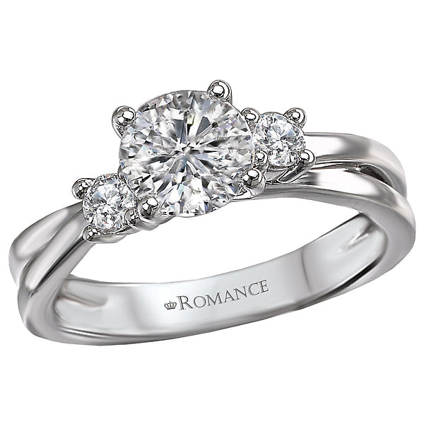Round 3-Stone Semi-Mount Diamond Ring