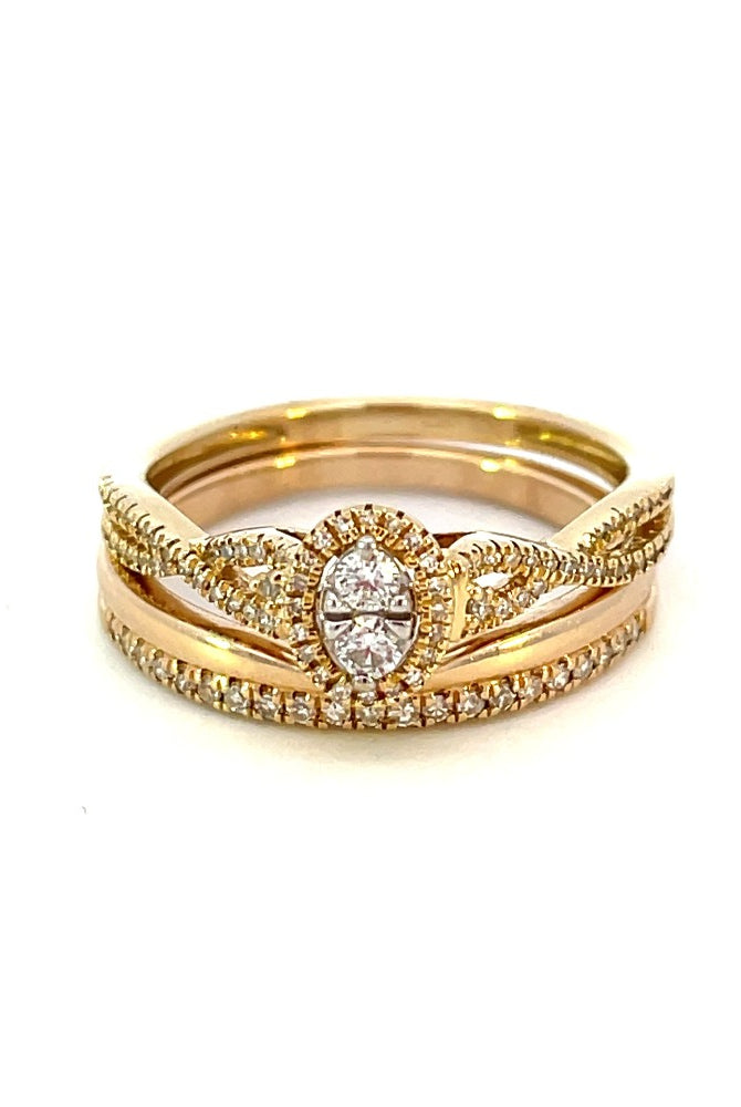 10K Yellow Gold Diamond Engagement Ring .17 CTW with matching band