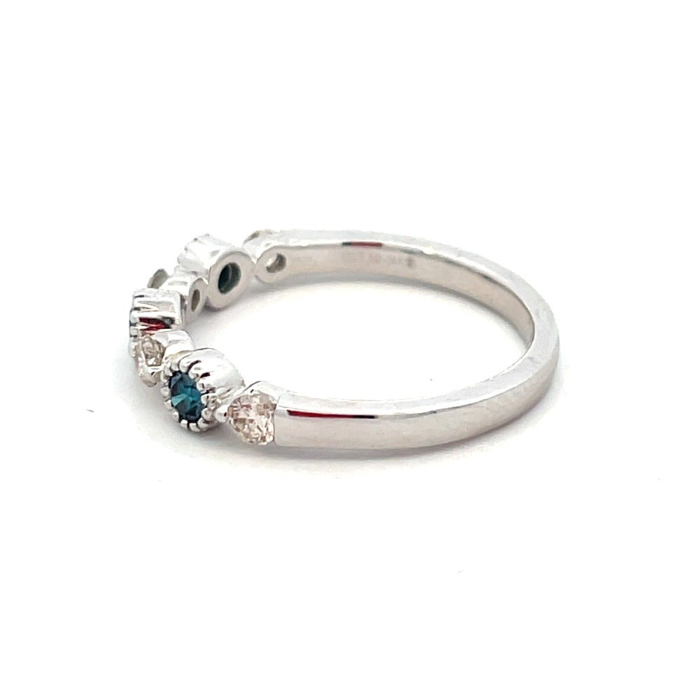 14KW Blue and White Diamond Ring side 2