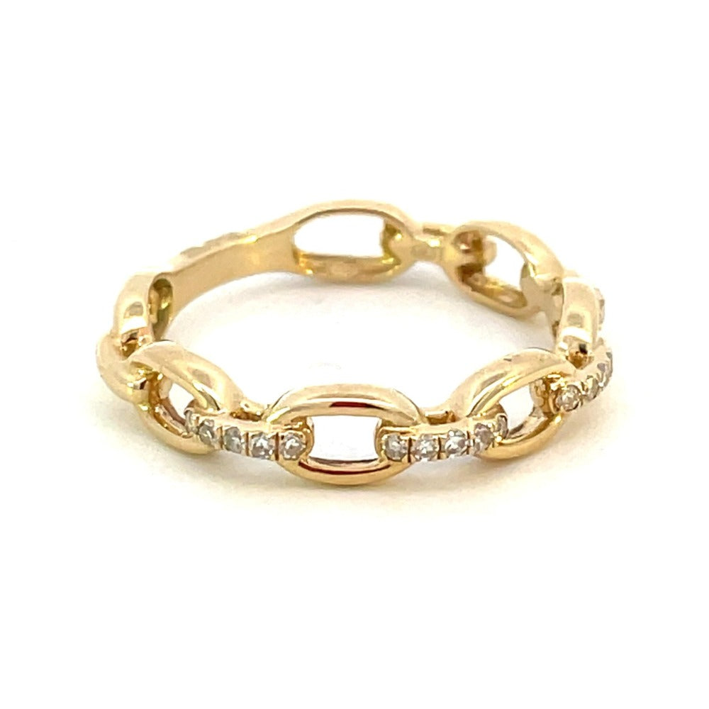 10K Gold and Diamond Chain Link Fashion Ring 1/10 CTW side 1