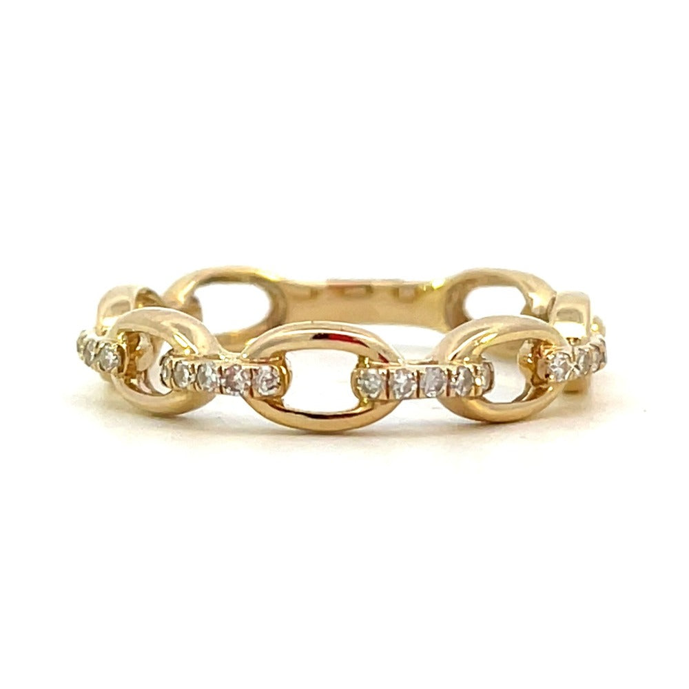 10K Gold and Diamond Chain Link Fashion Ring 1/10 CTW