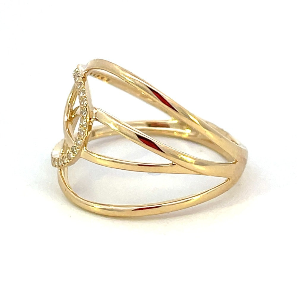 14KY Intertwined Oval and Circle Diamond Fashion Ring 1/10 CTW side 2