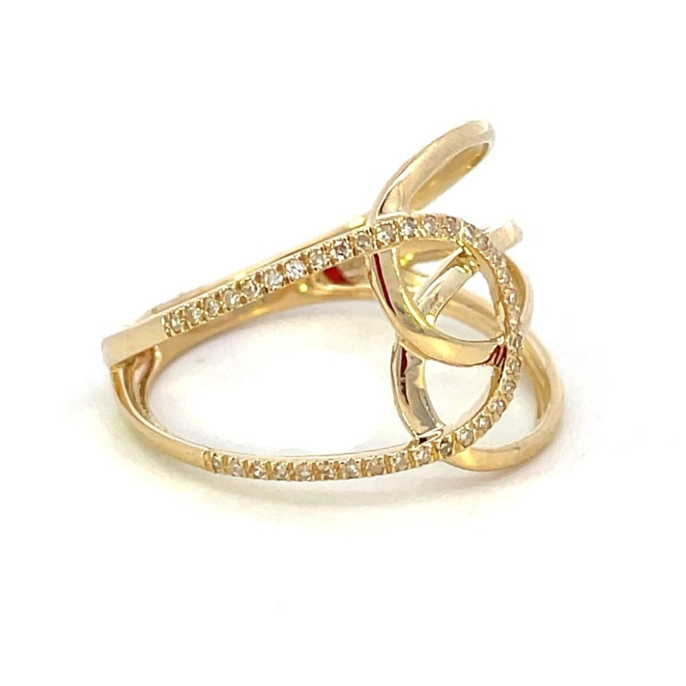 14KY Intertwined Oval and Circle Diamond Fashion Ring 1/10 CTW side 1