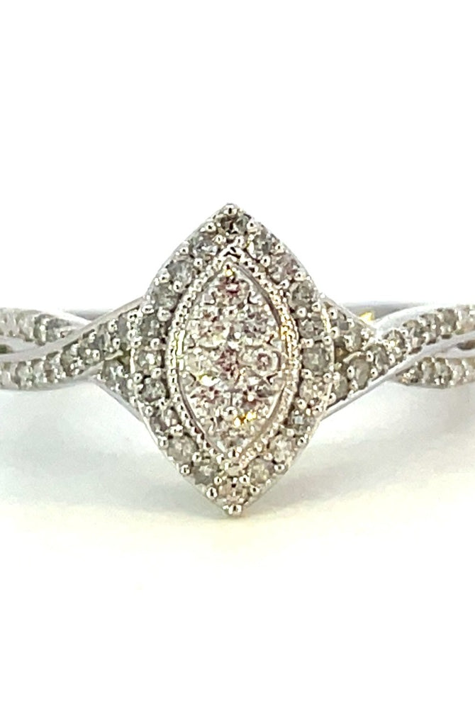 10KW Marquise Shaped Diamond Cluster Engagement Ring 3/8 CTW