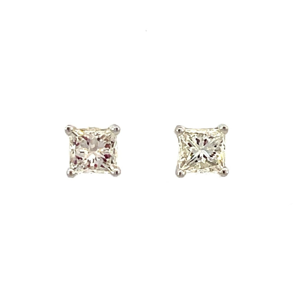 Princesses Cut Diamond Stud Earrings 1CTW