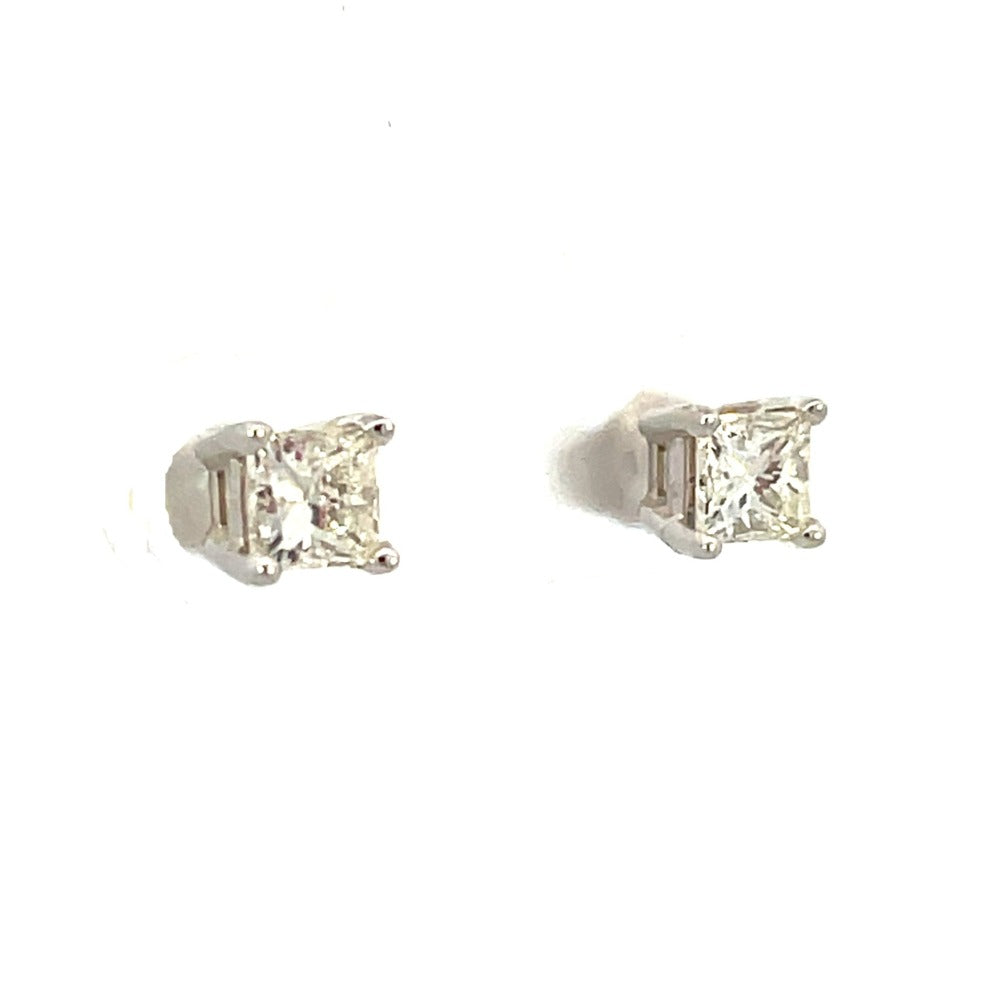 Princesses Cut Diamond Stud Earrings 1CTW side