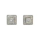 4K White Gold and Diamond Square Earring Jackets with diamond studs