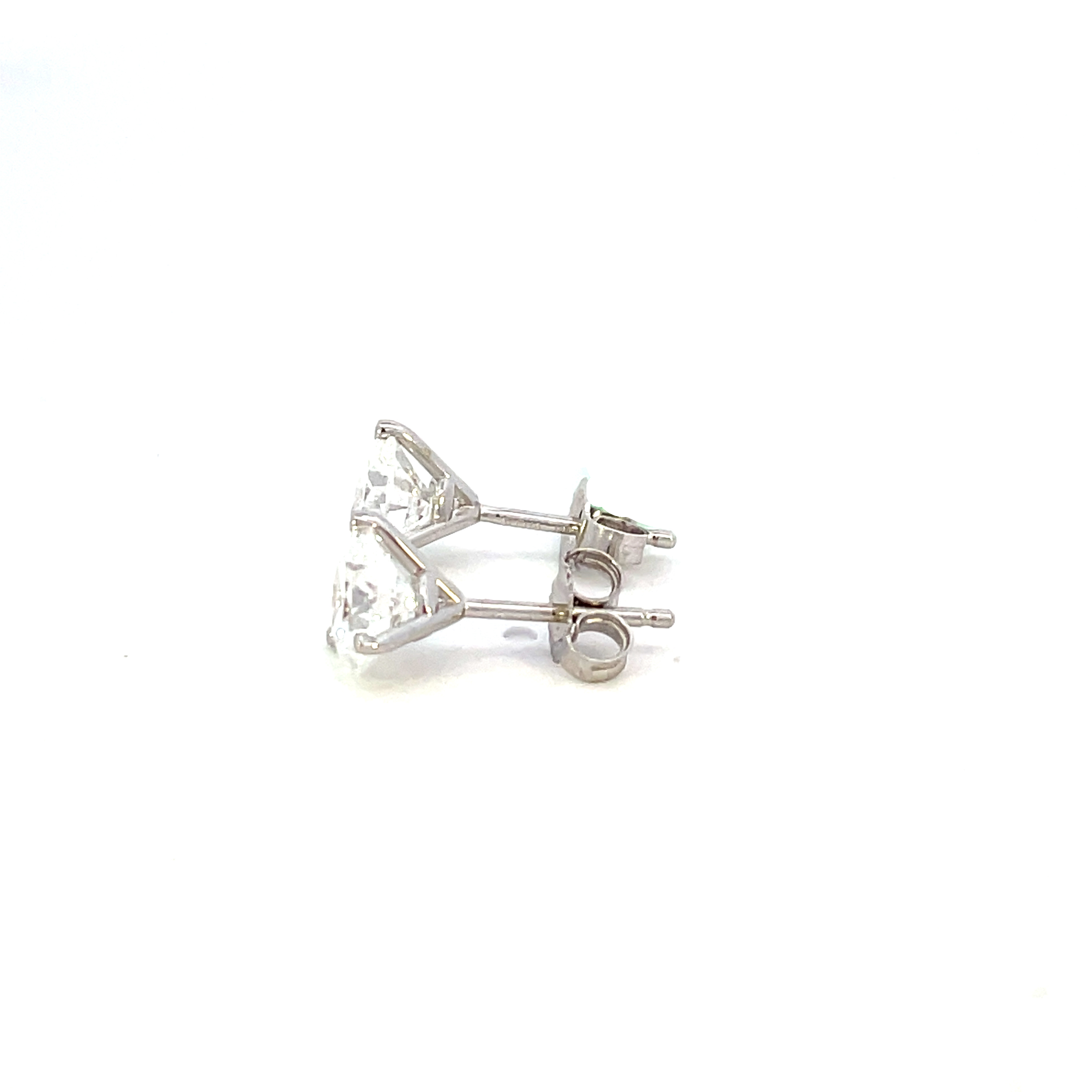 Lab Grown Diamond Stud Earrings Side View - 2 Carat Total Weight Pictured