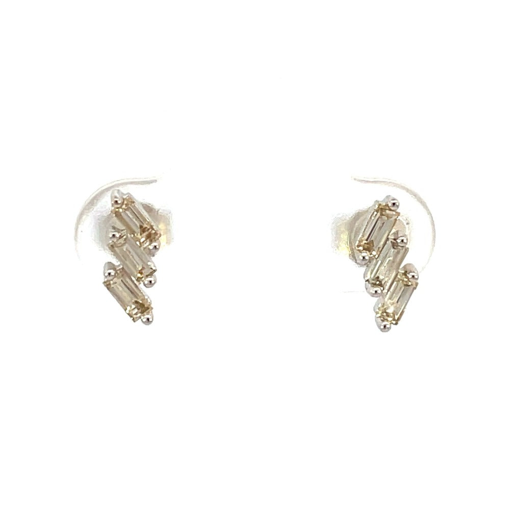 Baguette Cut Diamond Bar Earrings