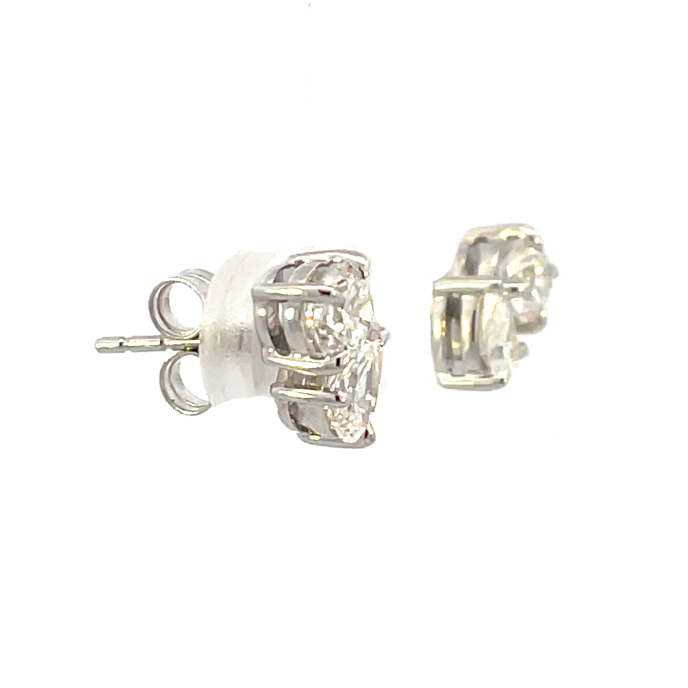 14KW Two Stone Lab Grown Pear and Round Diamond Earrings 1.06 CTW side 2