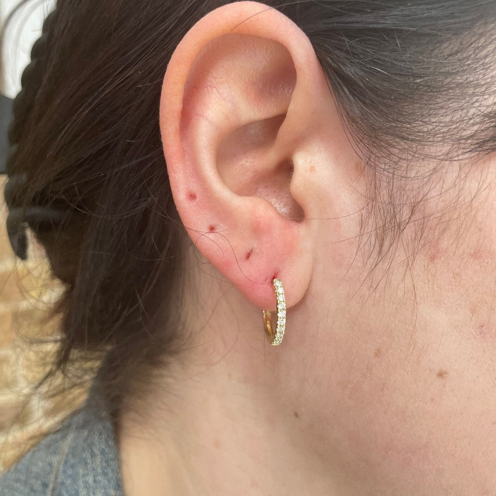 SallyK 14KY Diamond Hoop Earrings 1/4CTW on model