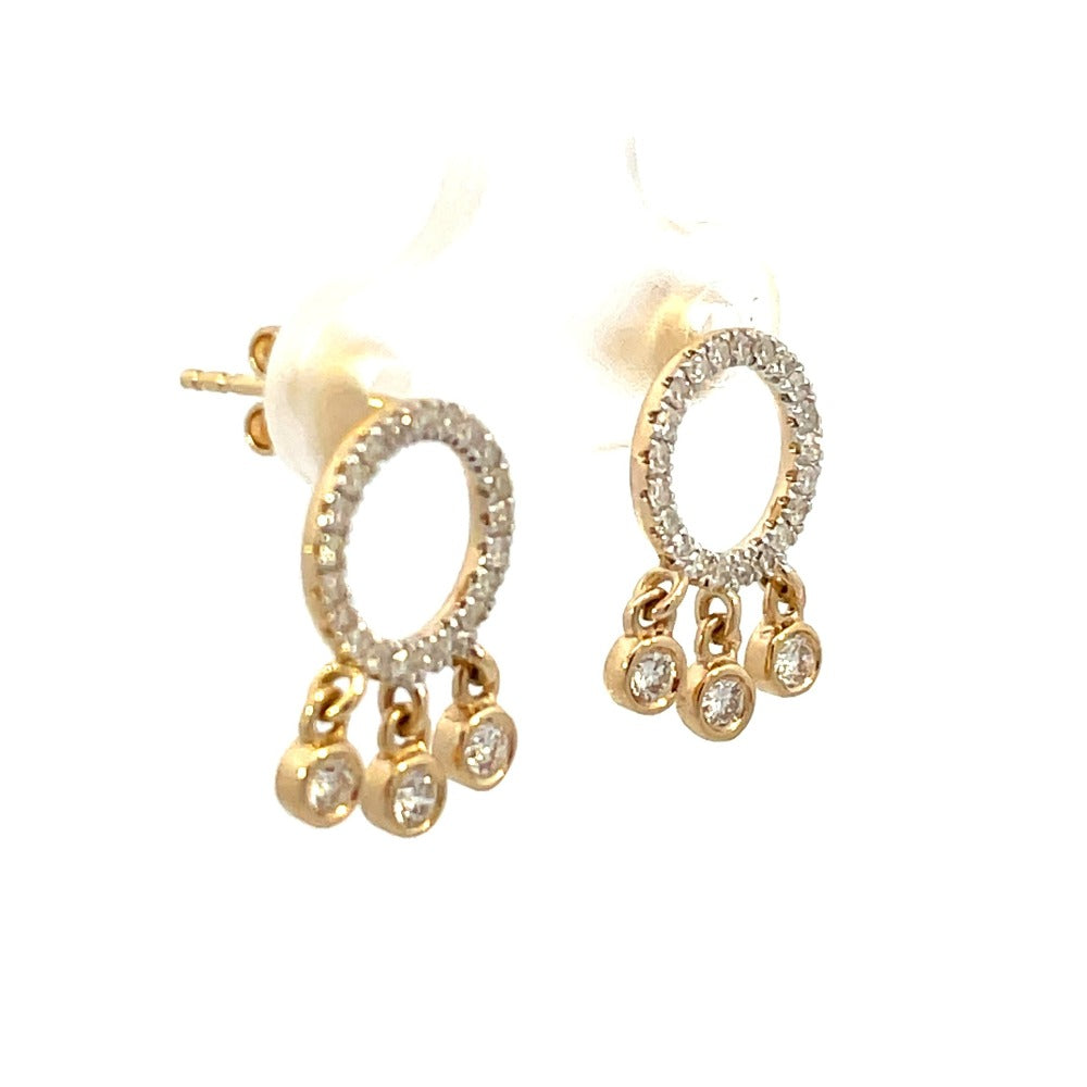 14KY Diamond Circle and Dangle Earrings .47 CTW side 2