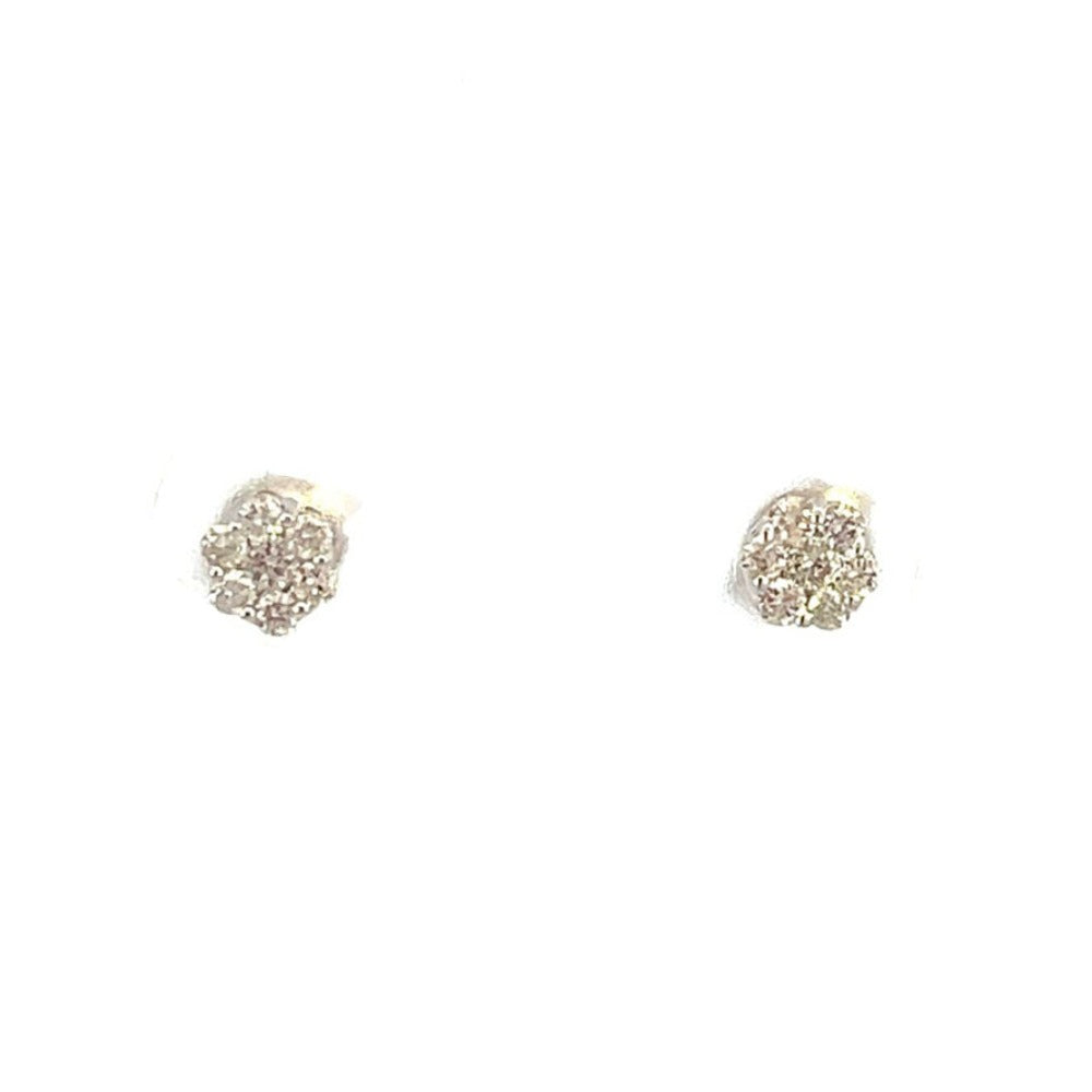 14K White Gold Diamond Cluster Earrings .23 CTW