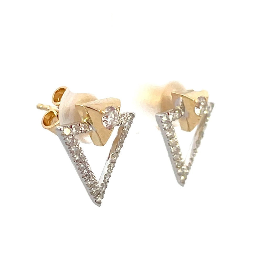 14K Two-Toned Triangle Shaped Diamond Earrings 1/2 CTW side 1